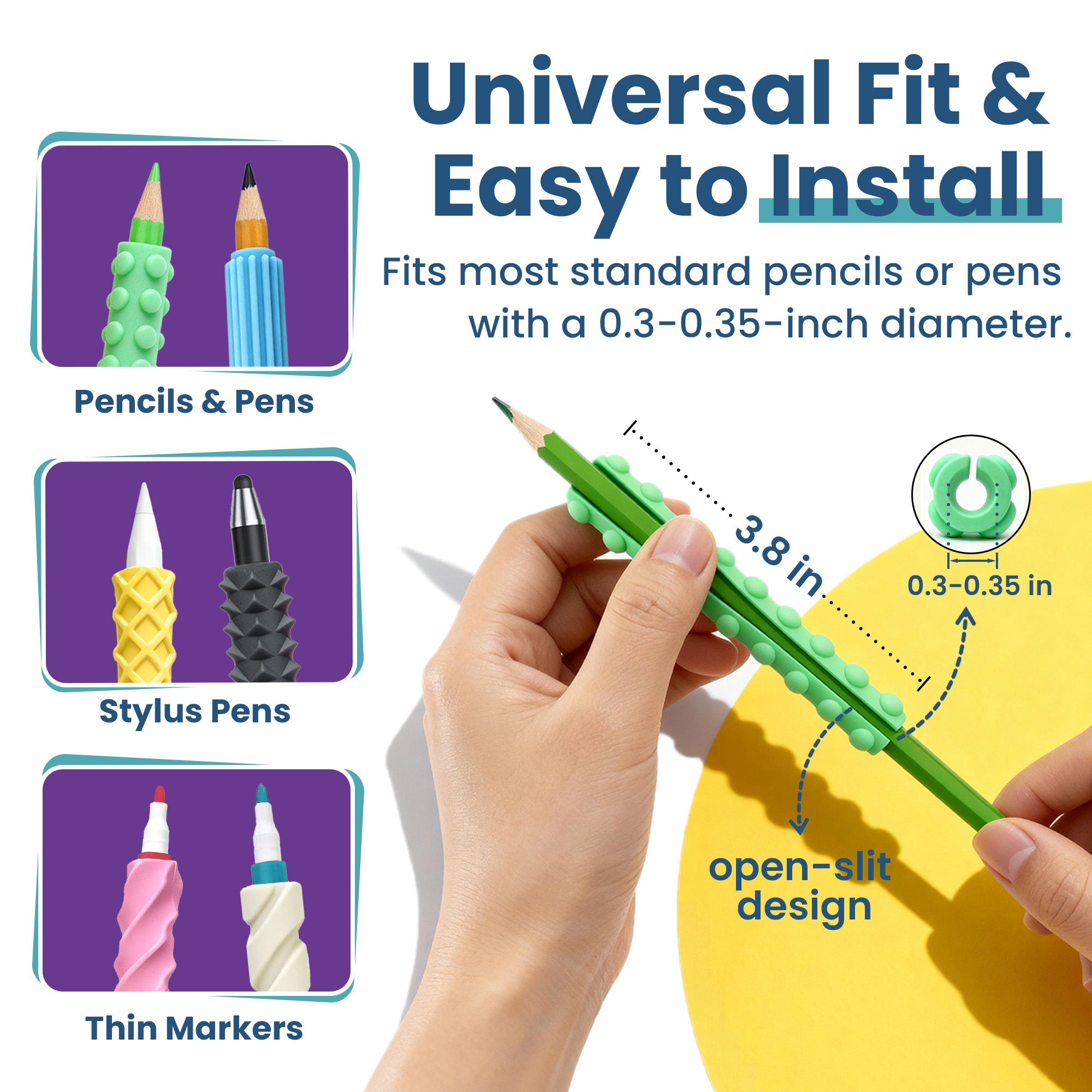 Sensory Pencil Grips for Kids & Adults with ADHD, Autism, Dysgraphia & Arthritis