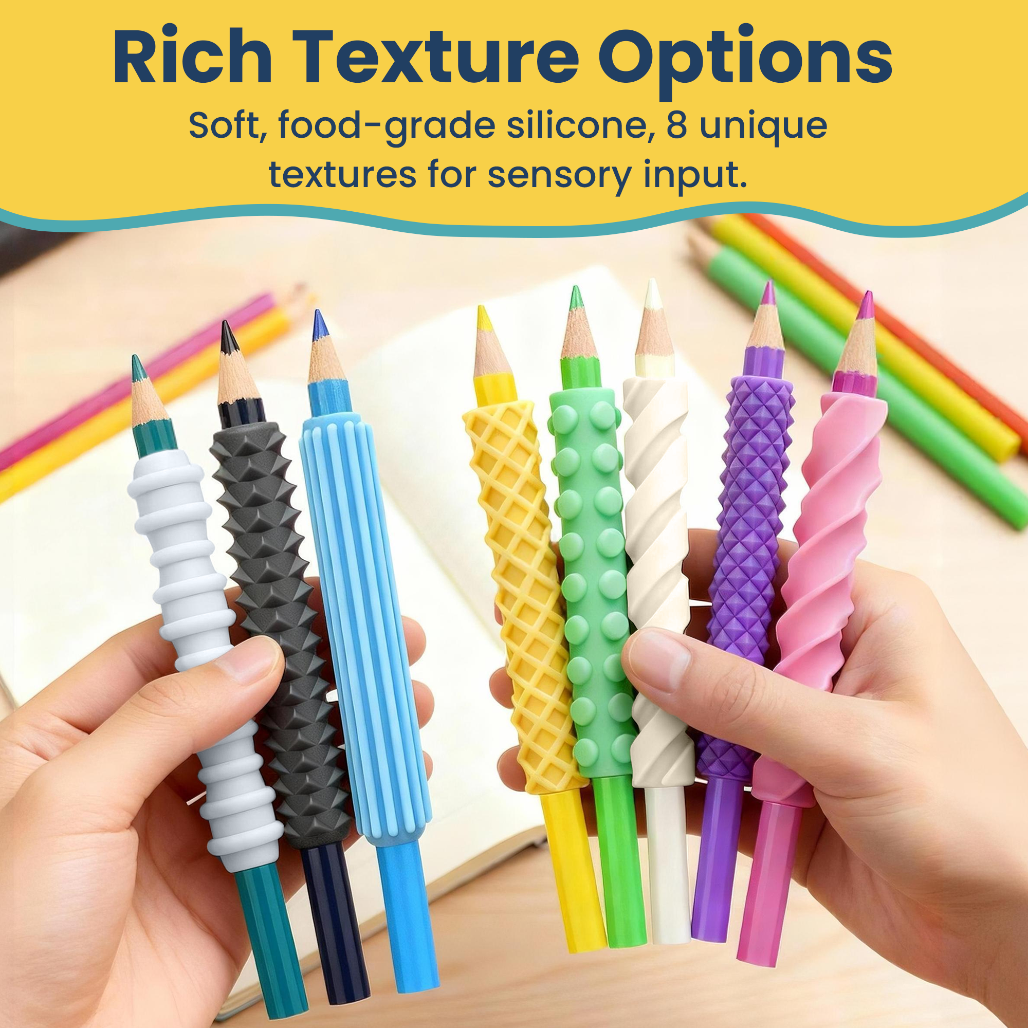 Sensory Pencil Grips for Kids & Adults with ADHD, Autism, Dysgraphia & Arthritis